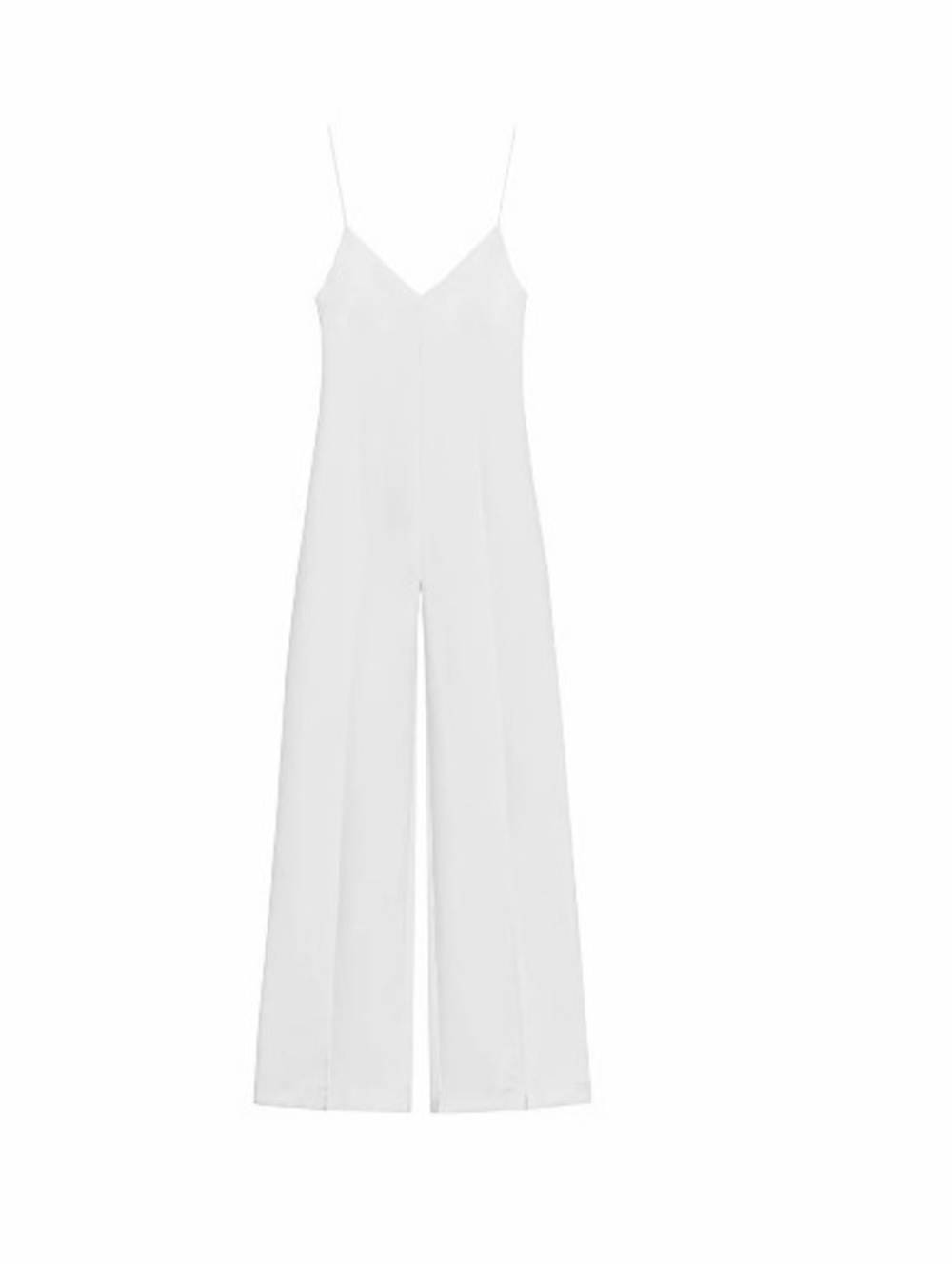 Zara White Spaghetti-Strap Maxi Jumpsuit Dress